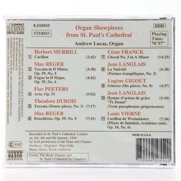 Organ Showpieces from St. Paul's Cathedral, Andrew Lucas (CD 1994 Naxos) SEALED - Picture 2 of 3